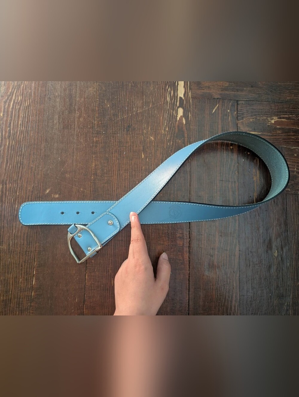 Lilo Espana Blue Leather Belt With Stirrup Buckle
